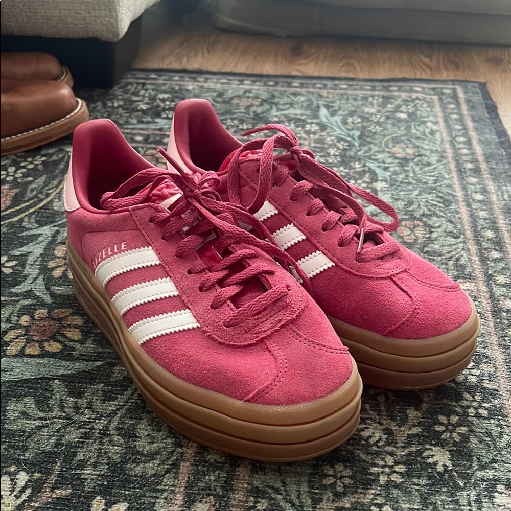 Adidas Women's Pink and White Platform Sneakers